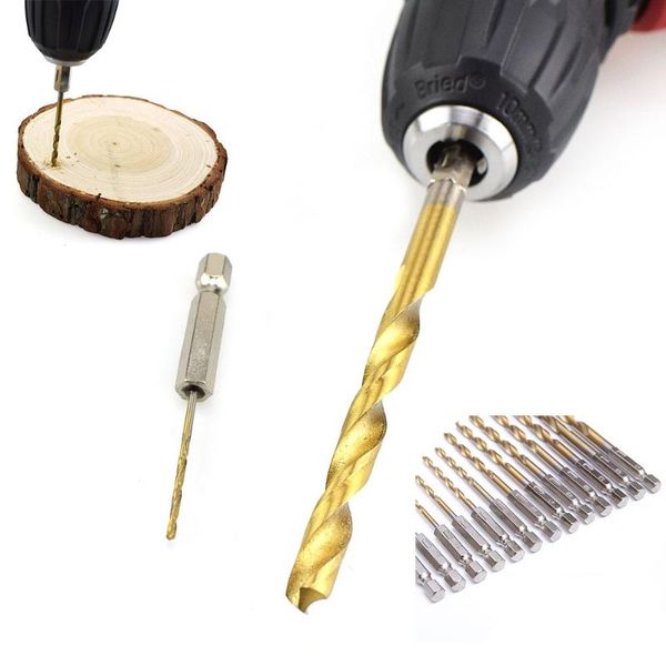 

13pcs/set titanium drill bit set 1/4 inch hex shank twist bits multifunction tools electric screwdriver drill wind bit new