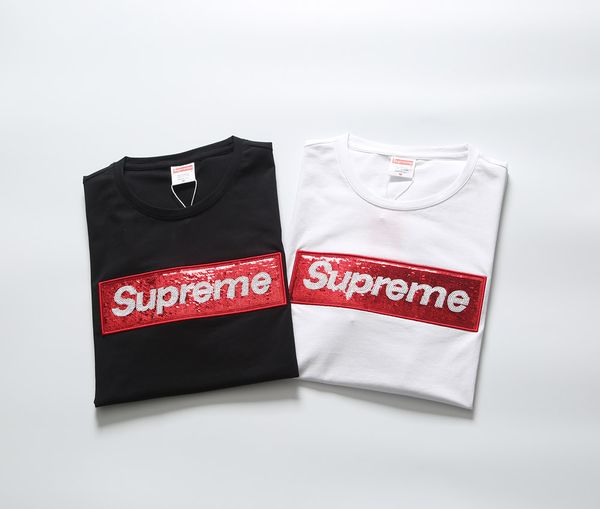 

20ss/supreme fashion luxury mens t-shirt casual wild breathable t-shirt cotton outdoor t-shirt surface new t-shirts -3xl, White;black