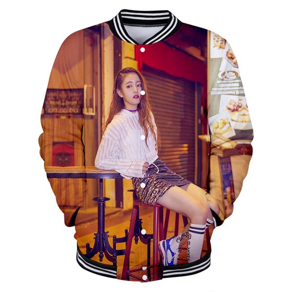 

g)i-dle 3d long sleeve casual baseball jackets 2019 casual fashion kpop hip hop warm college, Black;brown