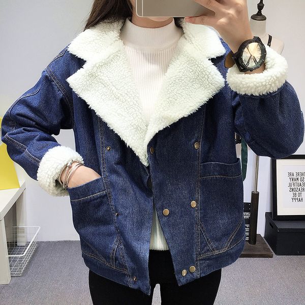 

warm winter denim jacket for women new 2019 female bomber jacket fashion casual girls jackets warm jeans coat female basic, Black;brown