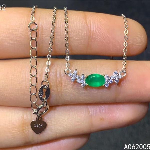 

kjjeaxcmy fine jewelry 925 sterling silver inlaid natural emerald female new pendant necklace popular support test