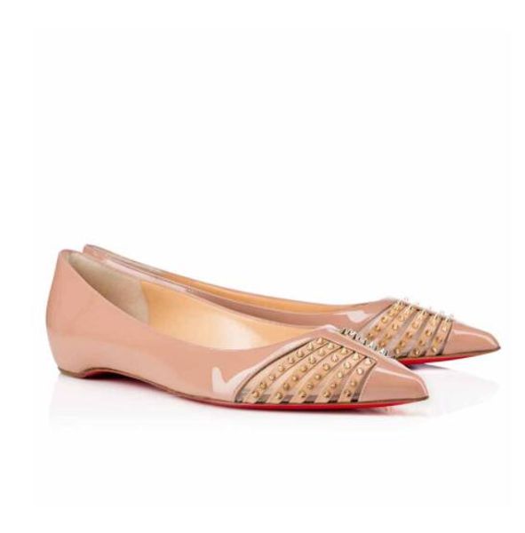 

red bottom bareta pointed toe spikes women ballet flats ladies genuine leather ballerinas shoes party dress wedding, Black