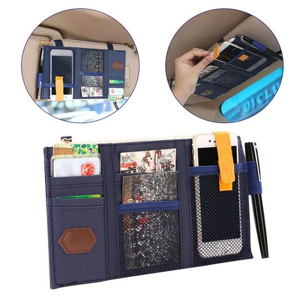 

mobile phone car zipper storage case space saving visor organizer large capacity document decoration auto interior pen note bill