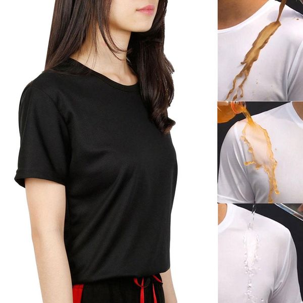 

solid color anti-dirty waterproof quick-drying short sleeve t-shirt new chic, Black;blue