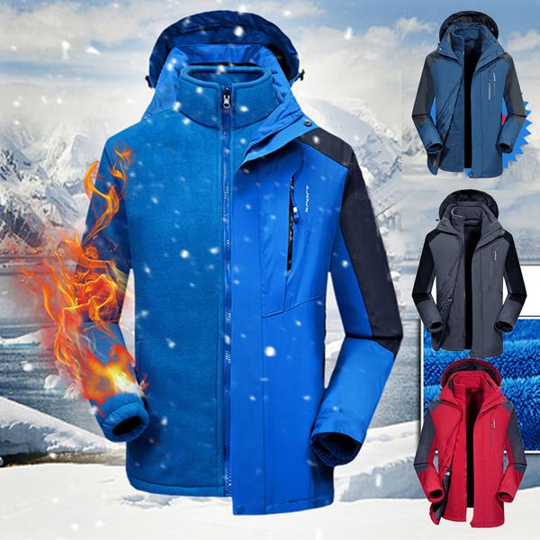 

three-in-one detachable plus velvet two-piece large size cold-proof jacket2019 spring autumn new plus fashion simplicity, Blue;black