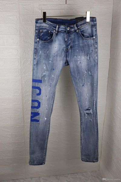 

new mens знак разрывы stretch black jeans модельер slim fit омывается motocycle джинсовых брюк hip hop панелей брюки 2600, Blue