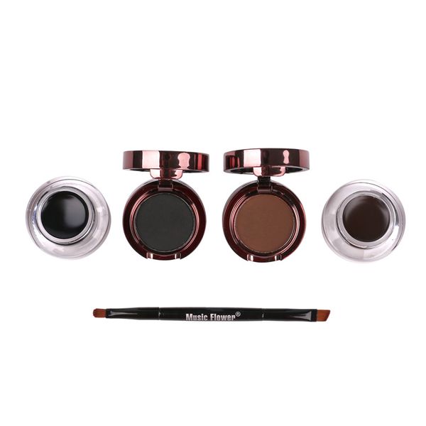 

2 in 1 gel eyeliner+eyebrow set waterproof eye liner eye brow gel cream with brush long-lasting makeup cosmetic kit