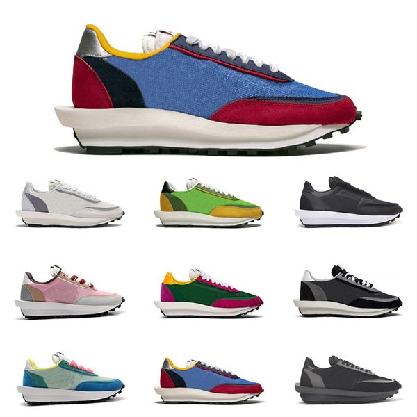 

sacai x ldv waffle men women running shoes ld triple black white nylon varsity blue pine green gusto blue trainer sports sneakers runner