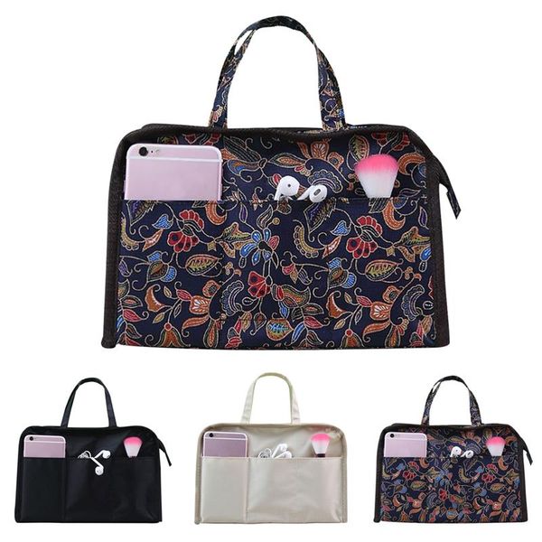 

multi-function makeup bags creative portable oxford cloth printing cosmetic bags toiletry bag for travel solid color makeup bag