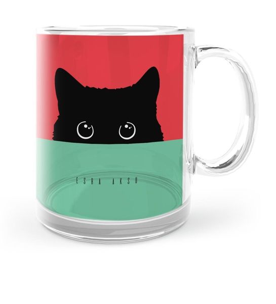 

personalized black kitty cat glass mug cup-10 other dinnerware