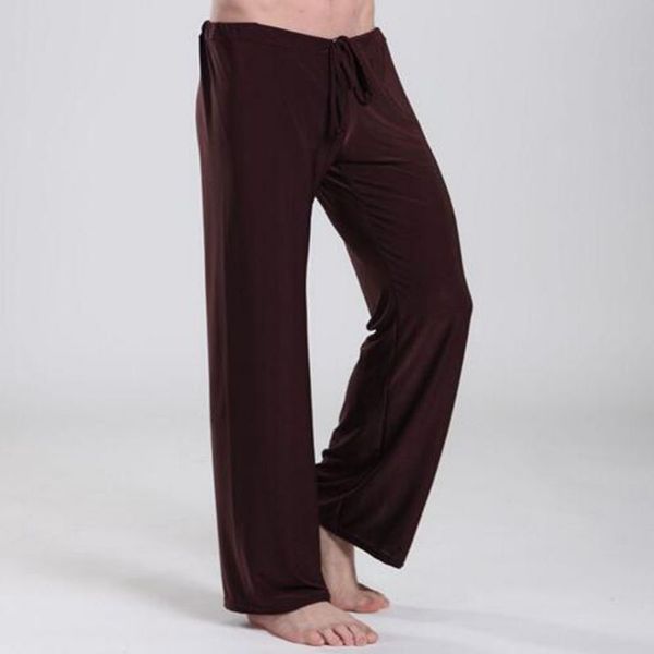 

4pcs/lot sleep bottoms men casual trousers soft comfortable mens homewear xxl pants pajama lacing loose lounge cloth, Black;brown