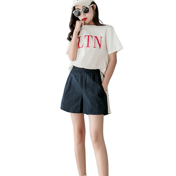 

women shorts loose summer shorts 2019 spodenki damskie cotton casual elasticated high waist wide leg new arrive fashion, White;black