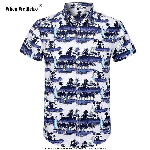 

when we retro cotton men shirt 2019 summer islands hawaiian shirt men casual short sleeve hawaii shirts ms0006 chemise homme, White;black