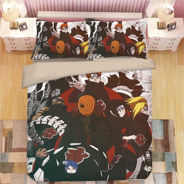 

anime 3d naruto print bedding set duvet covers pillowcases one piece comforter bedding sets bedclothes bed linen 19