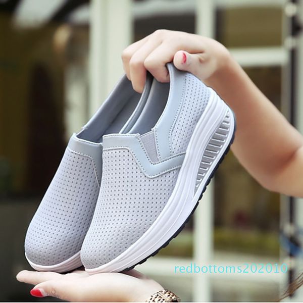 

mesh breathable flat shoes women fashion platform shoes height increasing loafers slip on shallow swing casual sneakers d01 r10, Black