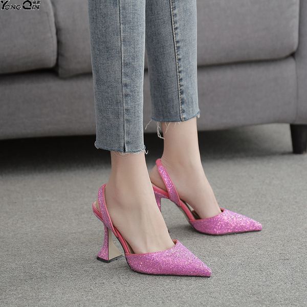 

glitter sequins high-heeled women's shoes high heel women sandals shoes, Black