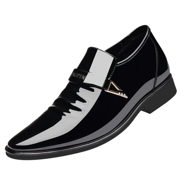 

men shoes lightweight comfortable men business patent leather bright leather pointed comfortable tide shoes510, Black