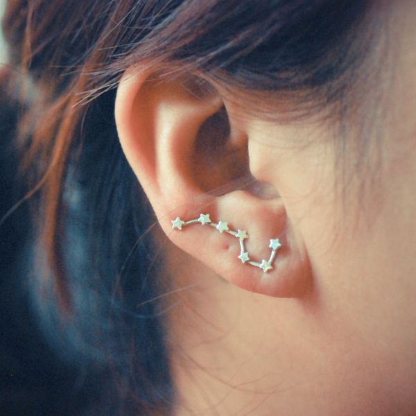 

fashion women silver gold color star shape dipper constellation clip earring cuff ear vine ear sweep earrings jewelry