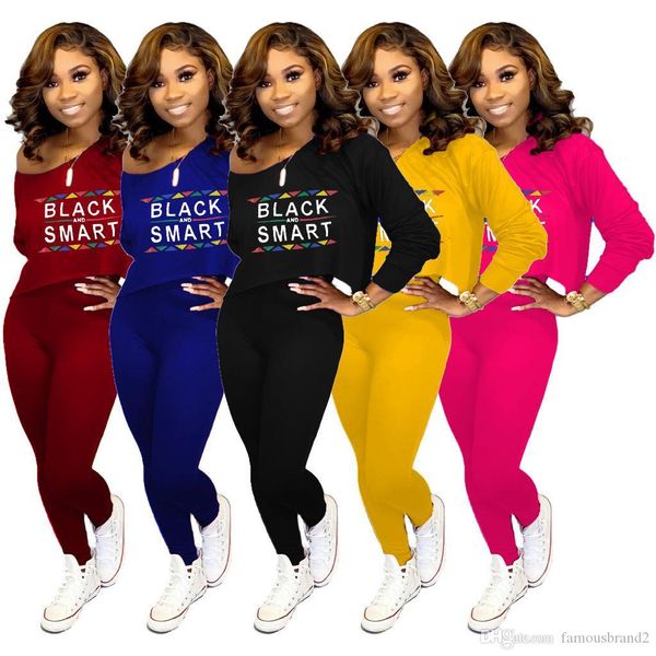 

black smart women autumn designer outfits letters printed pants 2pcs clothing sets, Gray