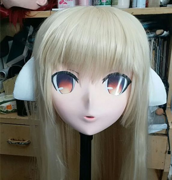 

новый 08) женский женский силиконовая резина маска для лица косплей маска kigurumi трансвестит bjd кукла kigurumi япония kig аниме маски с, Black;red