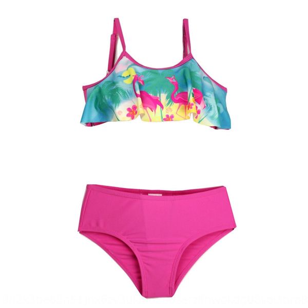 

children's bikini bikini split swimsuit for large medium and small girls flamingo flower cloth swimsuit, White;black