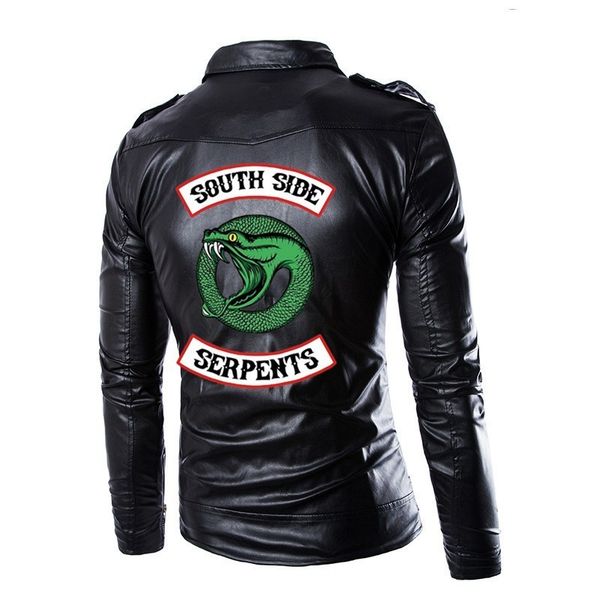 

riverdale serpents south side spring motorcycle jackets pu leather moto jackets men slash zipper lapel biker rider leather coat, Black;brown