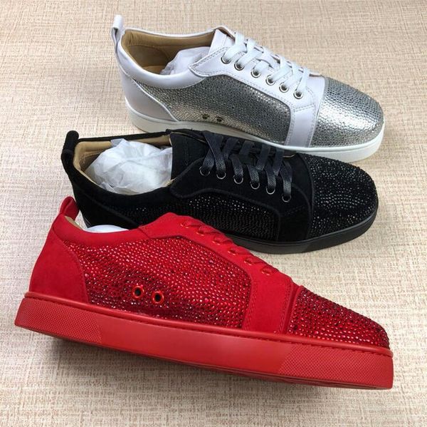 

2018 роскошные кроссовки с шипами и шипами мужские кроссовки с красной подошвой высочайшее качество серый новый дизайнерский бренд квартиры, Black