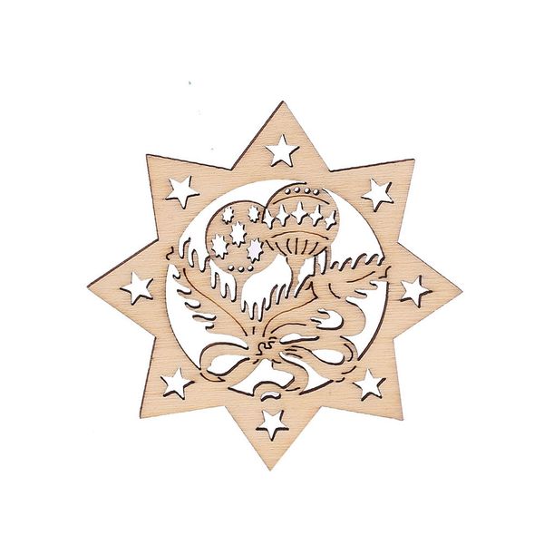 

10pcs carve wooden five-pointed star christmas hanging pendant decoration