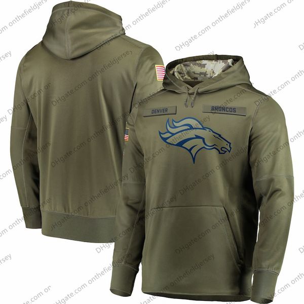 

Mens Denver Sweatshirt Broncos Hoodie 2018 Olive Salute to Service Sideline Therma Performance Pullover Hoodie S-3XL