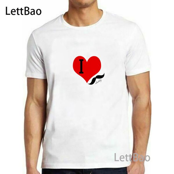 

love heart i love dad happy father's day tshirt casual tshirt fashion men tee shirt male o-neck short sleeves summer, White;black