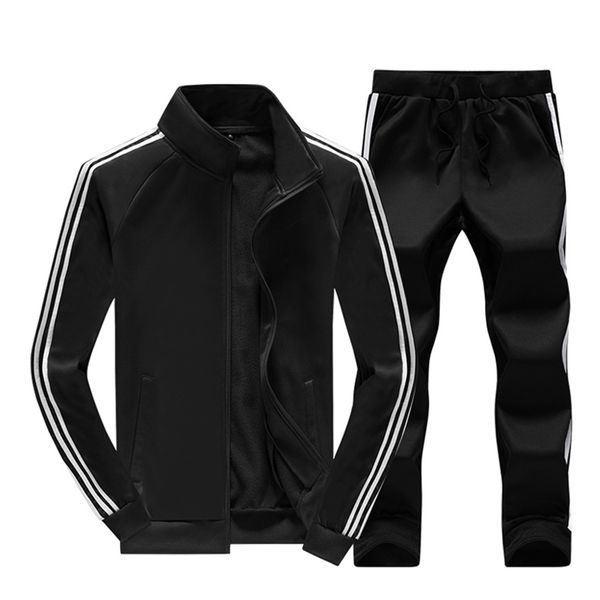 

causal tracksuits men set hooded thicken fleece hoodies + sweatpant 2020 winter spring sweatshirt sportswear male letter print, Gray