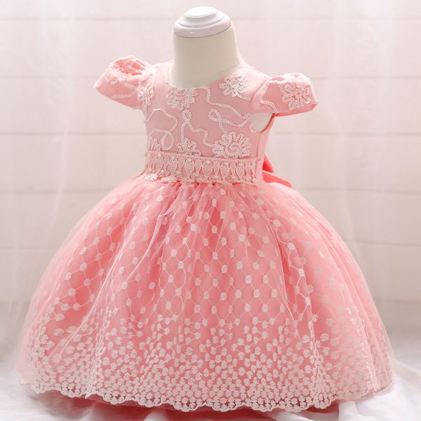 

little girls ball gown for wedding lace o neck flower girl dress with beads kids chirdren gowns, White;blue