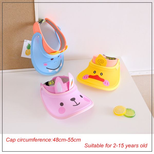 

wide brim hats 2021 child summer sun protection empty hat cartoon animal boys and girls outdoor anti-uv adjustable baby cap b24, Blue;gray