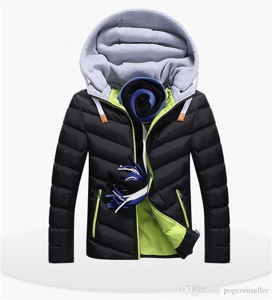 

winter designer down jacket mens cotton padded outerwear youth mens thickened down collar winter warm males clothing, Black