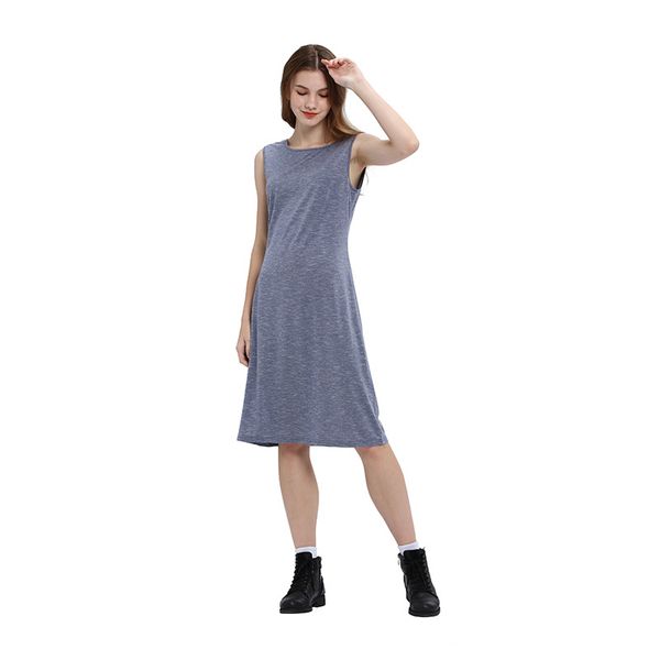 

women's 2019 summer new solid color round neck sleeveless long backless dress size s-2xl, Black;gray