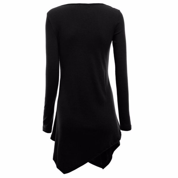 

women's t-shirt stylish women hem line long sleeve lightweight knit tunic t-shirts g20 df1, White