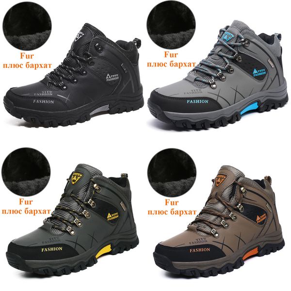 

merkmak brand new men winter snow boots warm men waterproof sneakers outdoor male hiking boots big size work shoes, Black