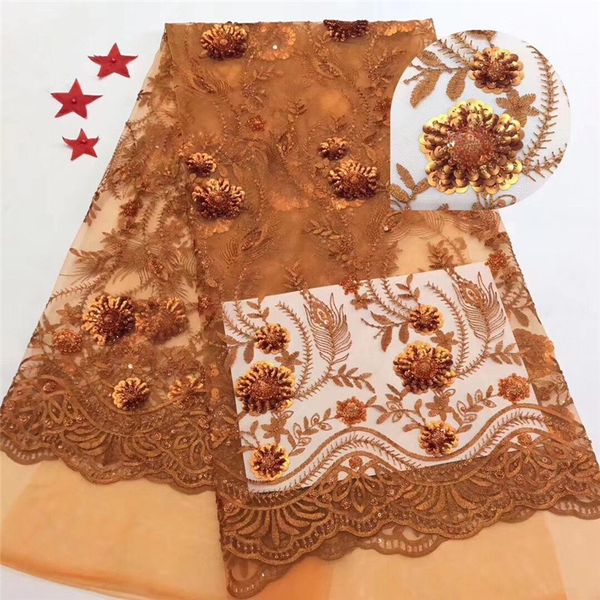 

orange african sequins lace fabric 2019 lace french mesh fabric sequins nigerian swiss fabrics for dress, Pink;blue