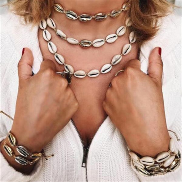 

3pc european and american fashion jewelry conch marine series shell necklace, Silver