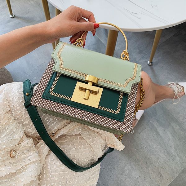 

2020 new fashion patchwork pu leather women crossbody bags vintage shoulder messenger bag ladies clutch luxury tote female purse