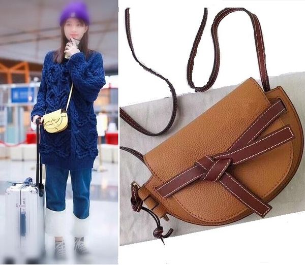 

Popular brand mini bag famou candy color houlder bag half moon cro body bag for lady genuine leather hell hape bag lovely pur e