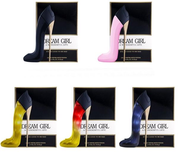

New top luxury high heel shape 85ML good smell goddess perfume floral fragrance free shipping long lasting (5 colors)