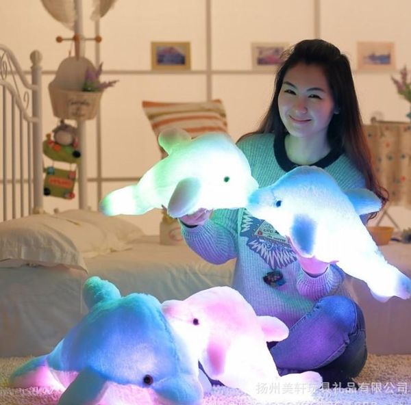

nicegift 45cm stuffed dolls led dophine light colorful pillows popular plush toys for kids shinning gift for baby cute