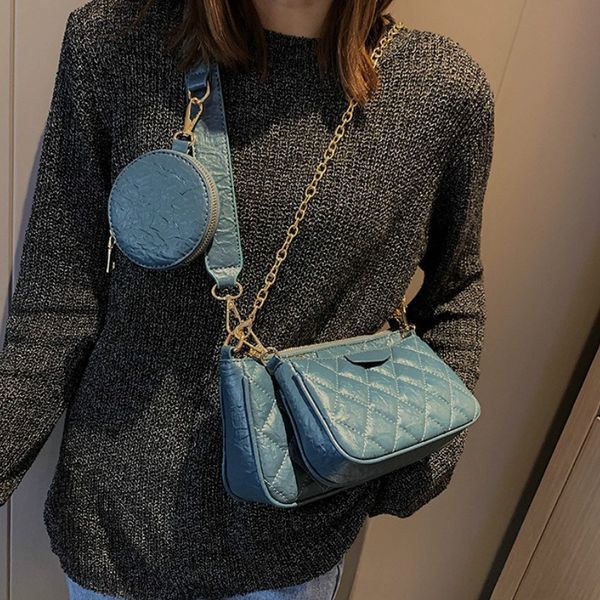 

3 bags set women handbag plaid chain female 2019 new ladies small fashion korean messenger shoulder bag