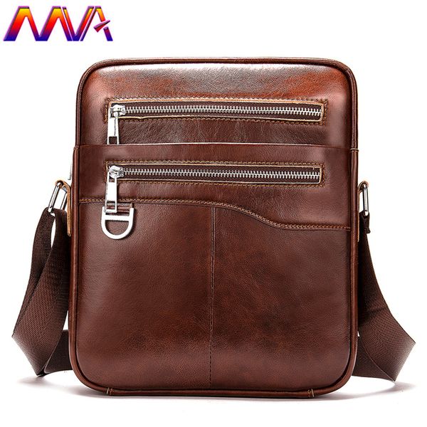 

mva genuine leather men casual shoulder bag 100% genuine leather men`s messenger bag fashion business casual vintage