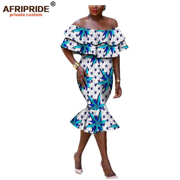 

2018 long dress for women afripride african clothing elegant off-shoulder strapless mid-calf fishtail women party dress a722581, Red