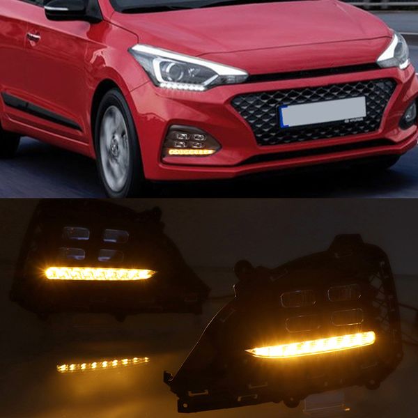 

1 pair led daytime running light flowing turn signal function car drl waterproof abs 12v led fog lamp for hyundai i20 2018 2019