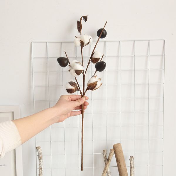 

simulation flower ins wind 5 head cotton branches artificial plants home wedding road lead flower decoration wall fake flower