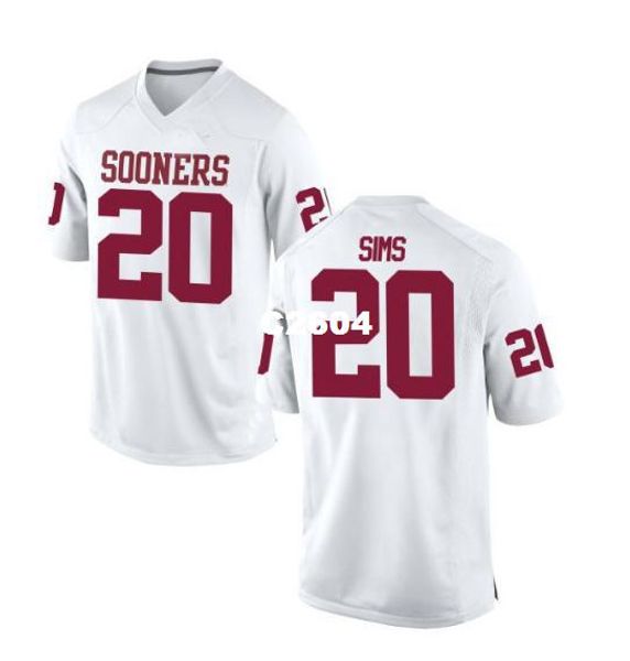

men oklahoma sooners billy sims #20 real full embroidery college jersey size s-4xl or custom any name or number jersey, Black;red