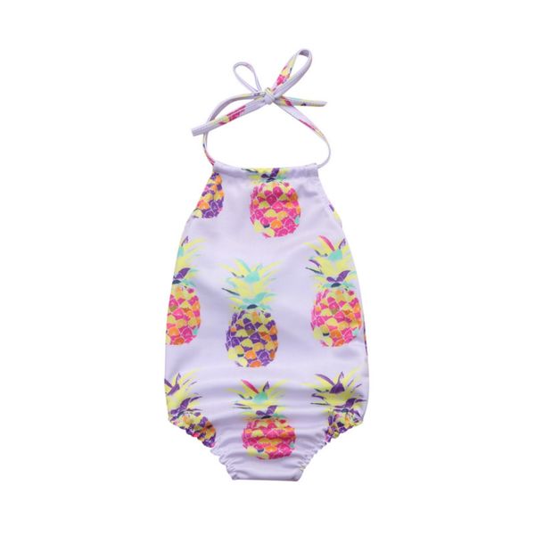 

children's swimwear 0-24m cute born baby girl pineapple print sleeveless strap one pieces beachwear bathing suit swimsuit costume